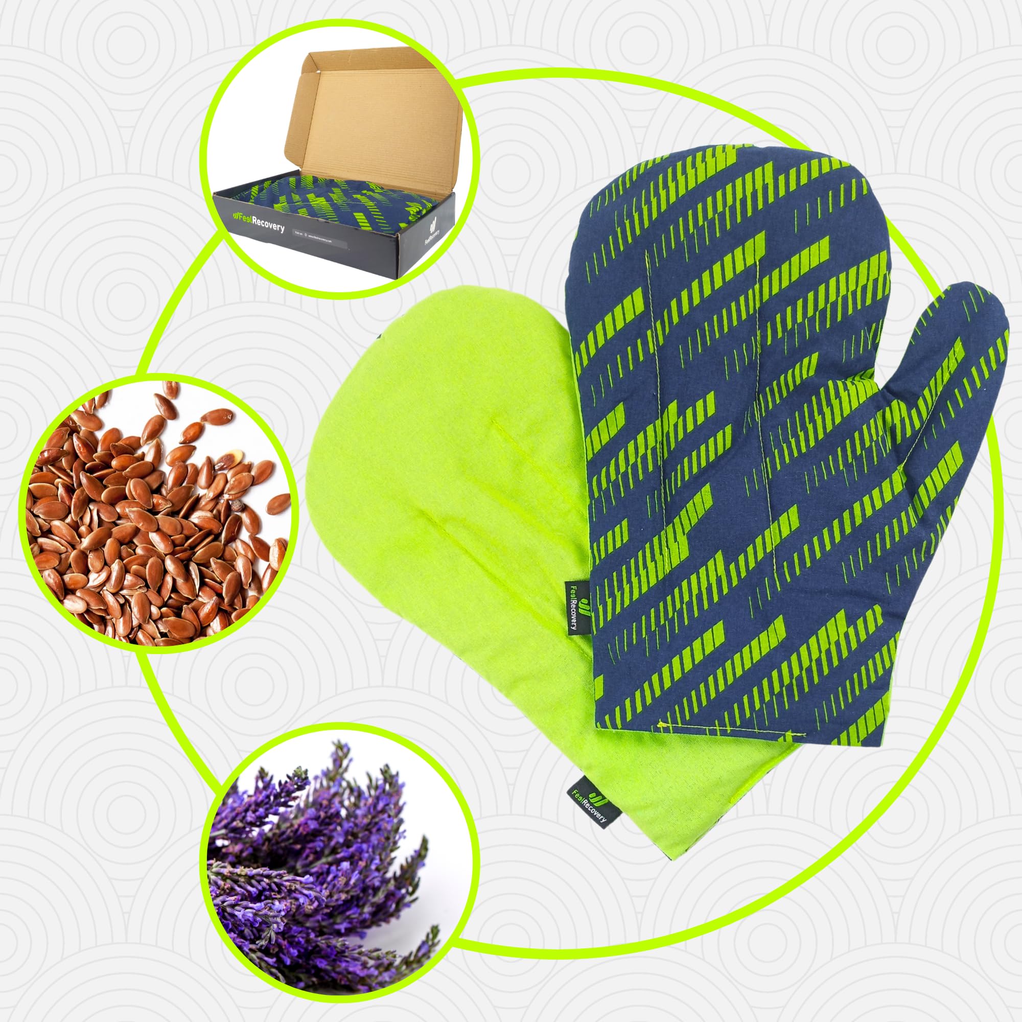 Set 2 Manoplas: Guantes Artritis para Calentar en Microondas (Talla Única) - Mitones de Semillas Artrosis Reumatoide y Túnel Carpiano con Tela de Algodón 100% y Olor a Lavanda (Sport)