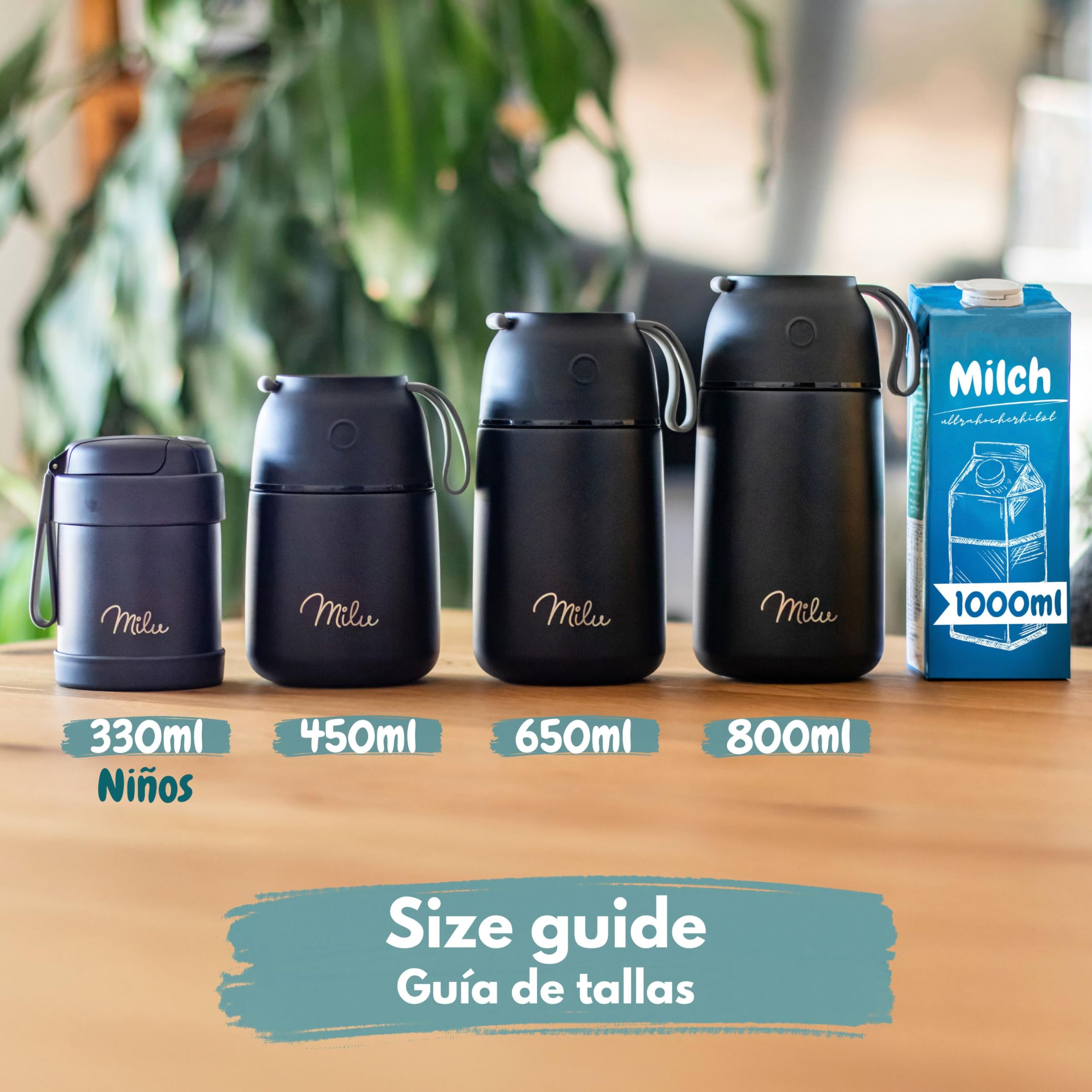 Milu Termo para Comida 300ml, 440ml, 450ml, 650ml, 800ml Taza Aislada, Botella de Acero Inoxidable Aislada para Alimentos, Beber y sopa de adultos A prueba de fugas Térmico (300ml/Bayas) — view 2