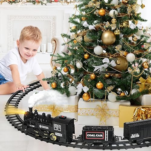Miniatura 5 de Shemira Juego de tren de Navidad, juguetes de tren para niños y niñas, juego de tren de vapor para alrededor del árbol de Navidad, tren de juguete