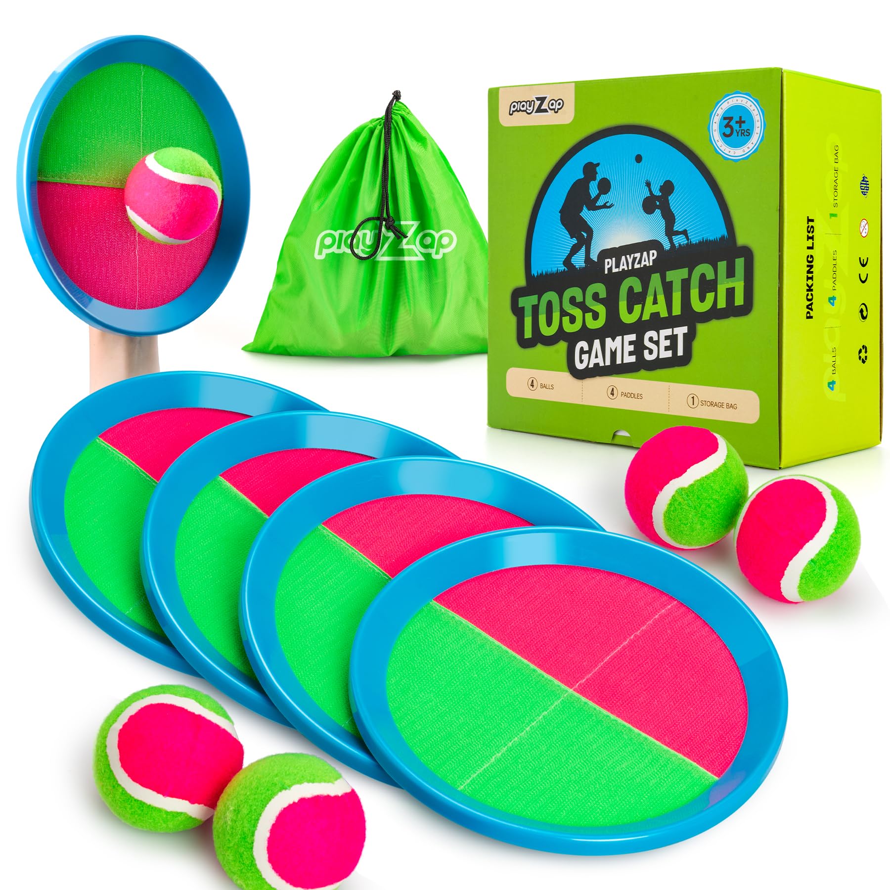 Amazon.com: PlayZap Toss and Catch Ball Set - Outdoor Toys for