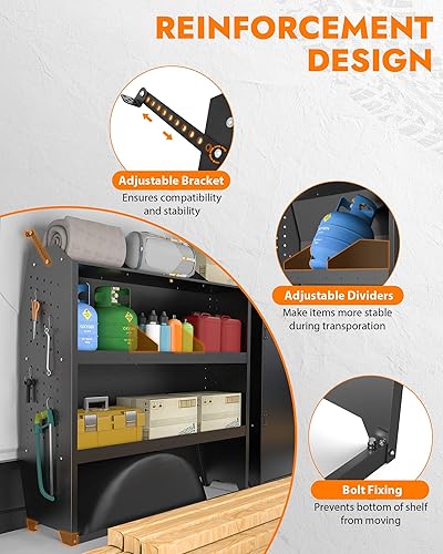Miniatura 4 de MELIPRON Sistema de almacenamiento de estantería de acero para camioneta de carga para Ford Transit, GM, NV, Promaster, Sprinter y Metris estantería