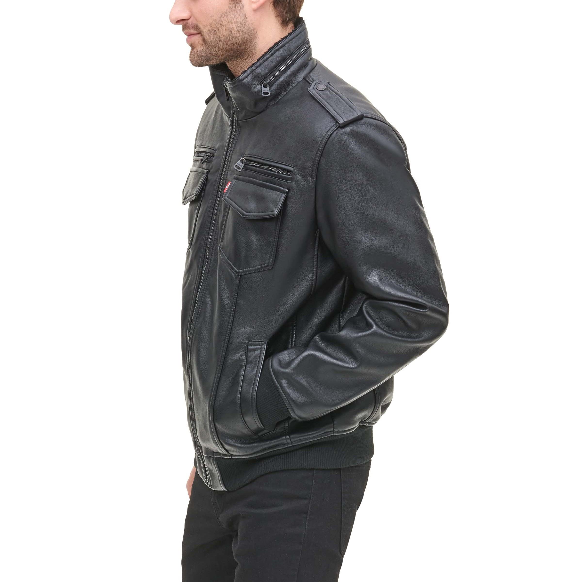 Levi's Men's Faux Leather Sherpa Aviator Bomber Jacket Buy Online in