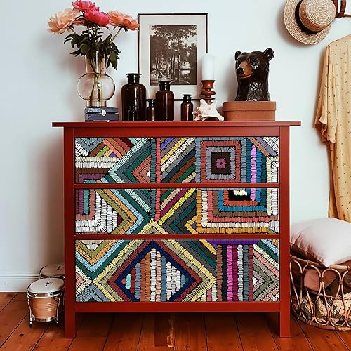 Miniatura 3 de Papel tapiz retro texturizado para despegar y pegar, papel tapiz de mosaico geométrico de color mosaico para baño, impermeable, patrones abstractos,