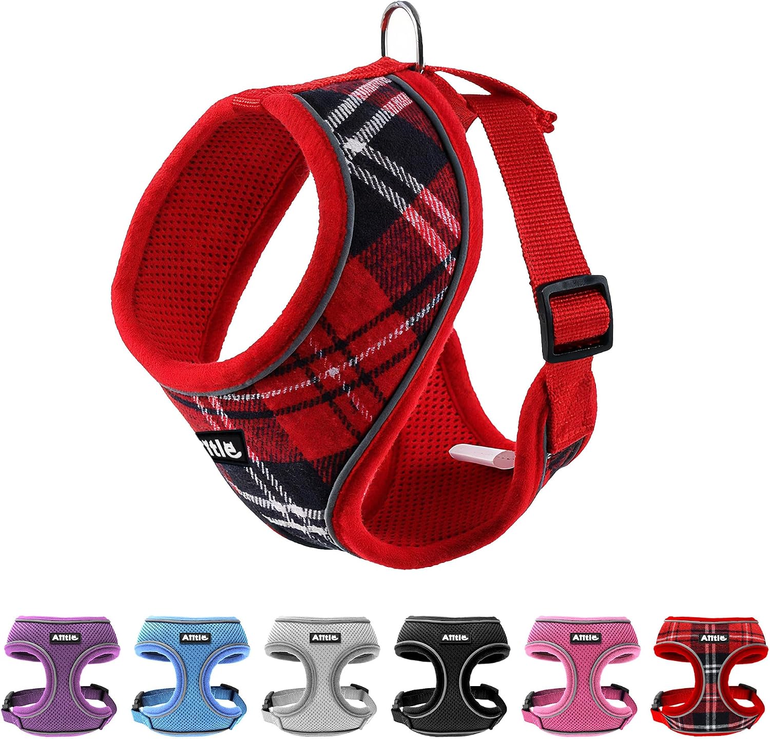 AIITLE Dog Harness No-Pull Reflective Mesh Adjustable, Red S