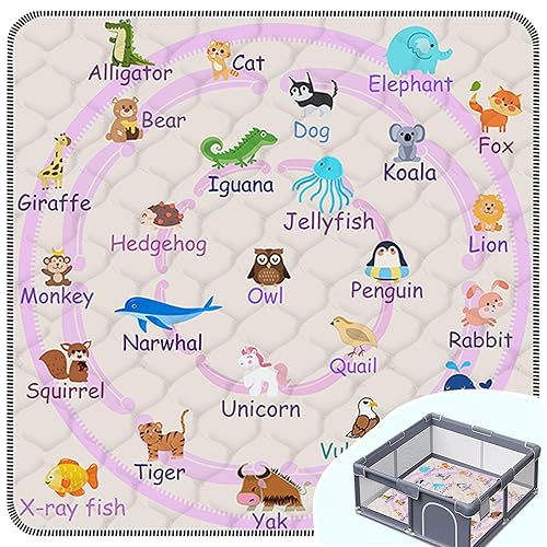 Miniatura 13 de Tapete de Juego para Bebé, Grueso y Suave de 50" X 50", Tapete de Corral, Antideslizante y Lavable a Máquina, Tapetes de Juego para Bebé para el