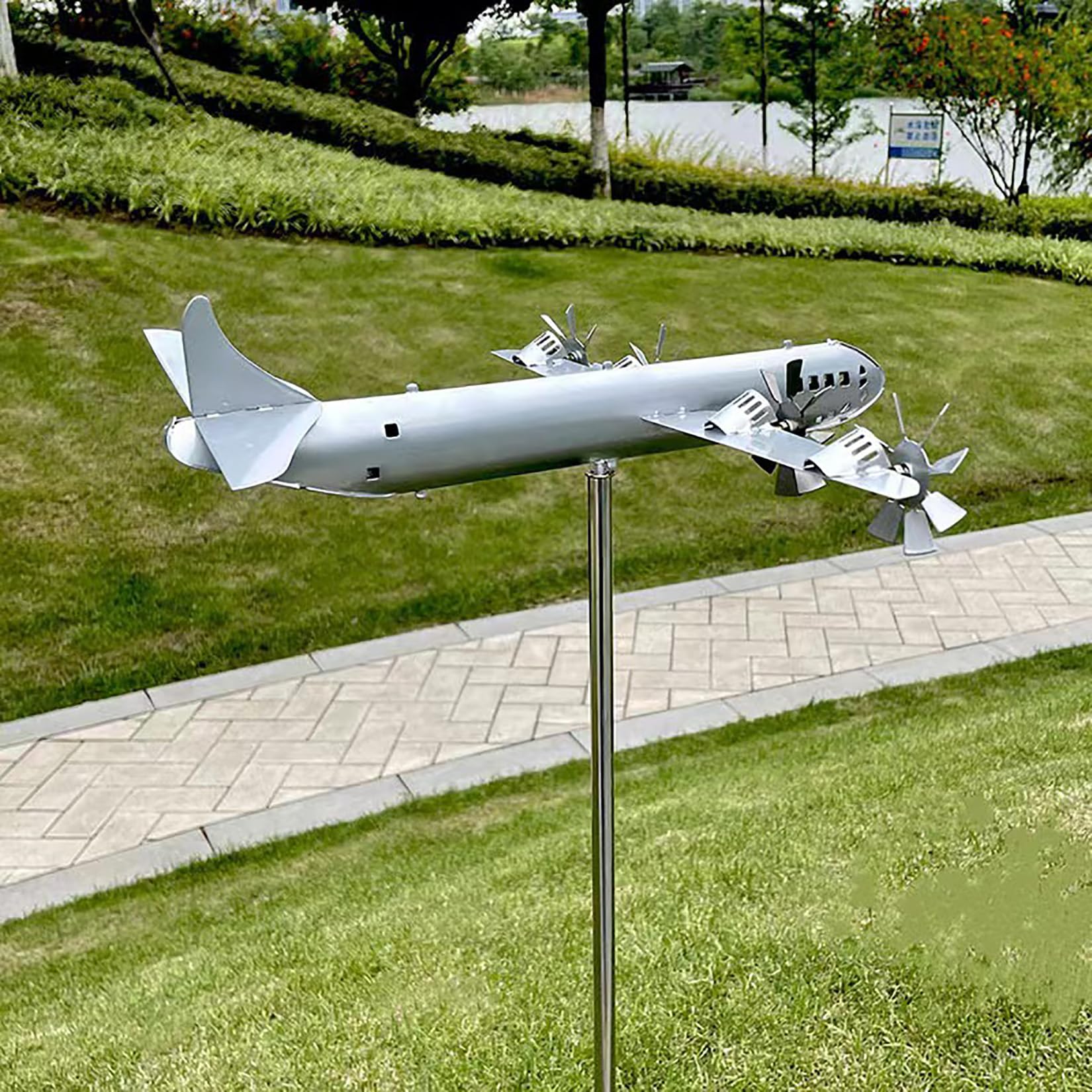 Windspiel-Skulptur aus Edelstahl für den Außenbereich, Gartenornament, Windmühle, langlebige Hofkunst-Dekoration für alle Jahreszeiten, Spinnerradius