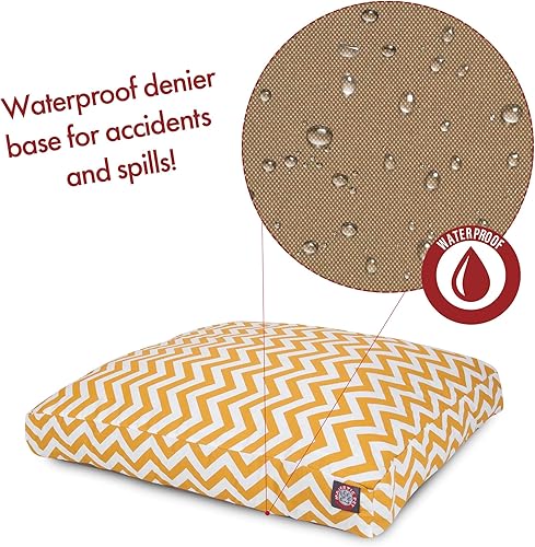 Miniatura 4 de Majestic Pet Products - Cama rectangular grande para perros con funda extraíble y lavable para interiores y exteriores, color amarillo