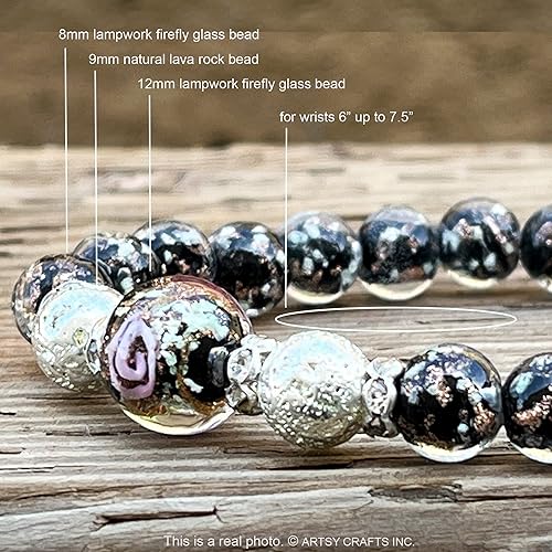 Miniatura 5 de ARTSY Crafts - Pulsera de cuentas de luciérnaga que brillan en la oscuridad para mujer, cuentas de vidrio luminosas, pulseras de cuentas de cristal