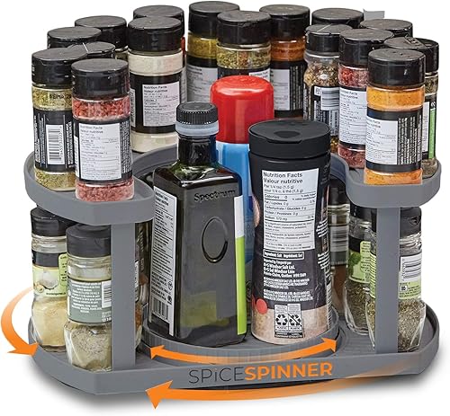 Allstar Innovations Spice Spinner Two-Tiered Spice Organizer & Holder That Saves Space, Keeps Everything Neat, Organized & Within Reach With Dual