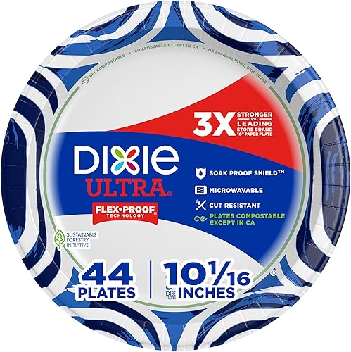 Dixie Ultra Platos de papel platos desechables impresos de 10 16 pulgadas 44 unidades 1 paquete de 44 platos