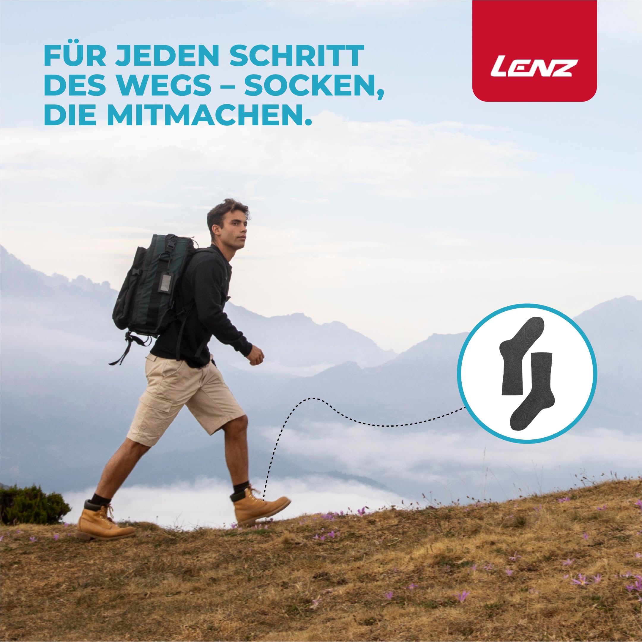 Lenz Think About Men Socken Herren: Nachhaltige, weiche und langlebige Herrensocken, extra weiches Bündchen, flache Nähte, gekettelte Sockenspitze
