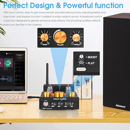 Miniatura 5 de Amplificador de tubo de vacío estéreo Bluetooth 5.0 de alta fidelidad MM amplificador de fono para tocadiscos 320 W