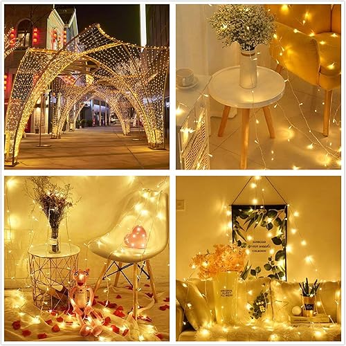 Miniatura 8 de Guirnalda de luces azules con pilas, 7 pies, 20 luces LED de alambre de cobre plateado, iluminación ambiental para el hogar, dormitorio, patio,