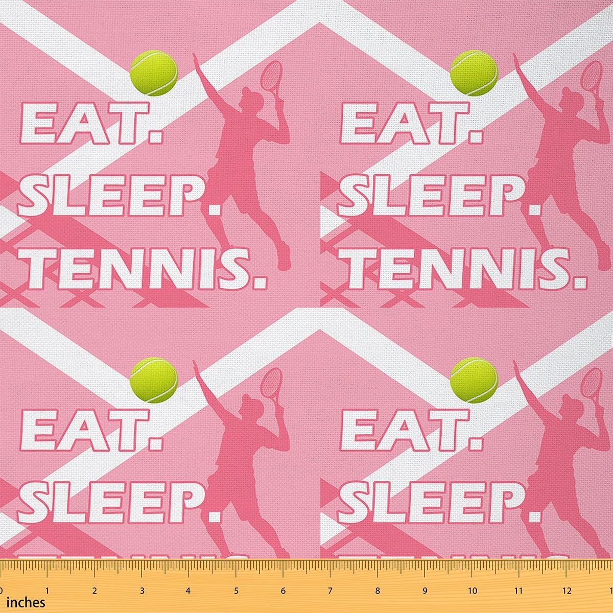 Tennis Fabric by The Yard Gaming Sports Ball Games Upholstery Fabric for Chairs Gift for Tennis Lover Pink Waterproof Outdoor Fabric 2 Yards (L184*W150cm)