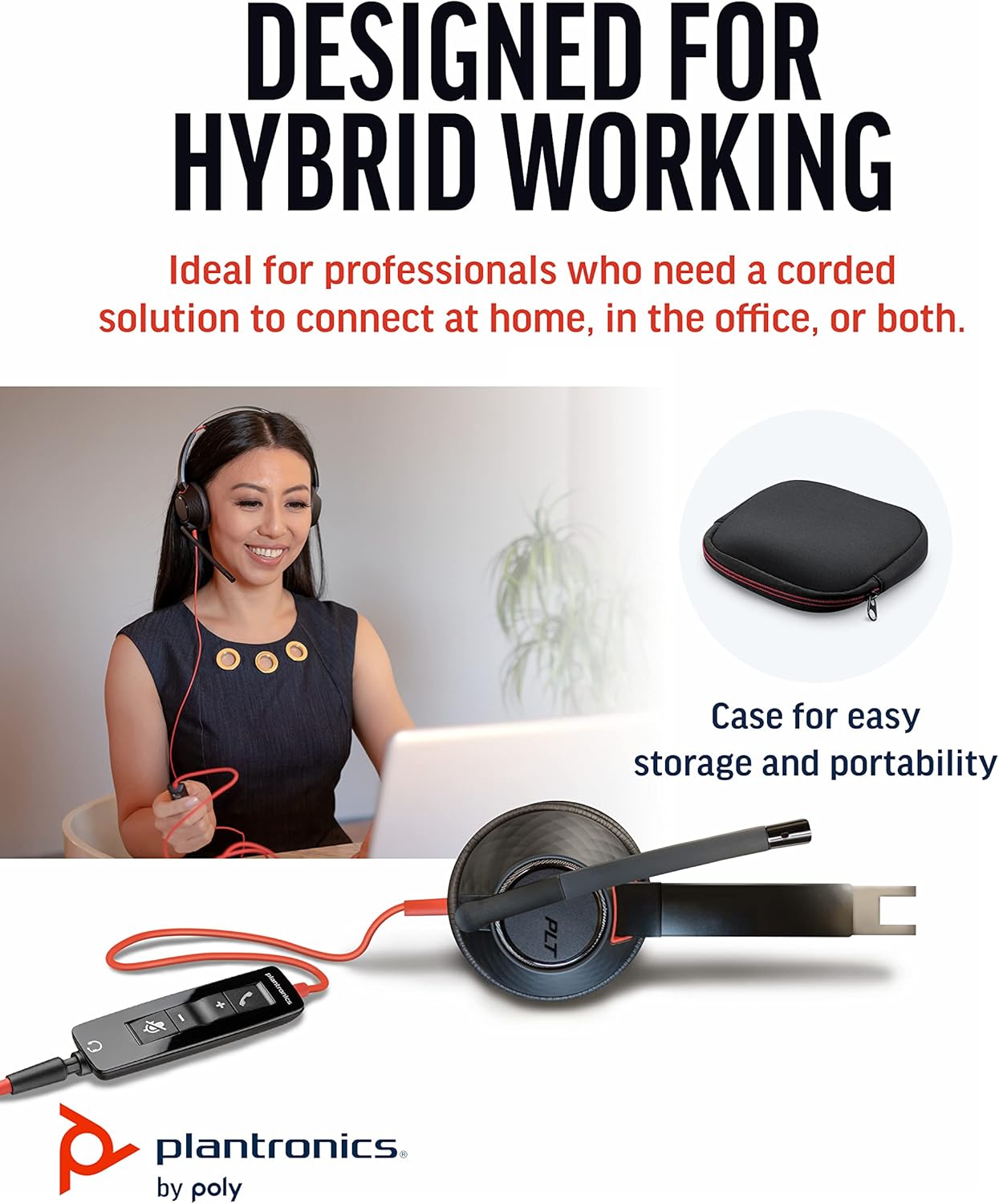 Plantronics by Poly Blackwire 5220 USB-A Wired Headset - Flexible Noise-Canceling Boom Mic - Ergonomic Design - Connect to PC/Mac, Mobile via USB-A or 3.5 mm - Works w/Teams, Zoom -  Exclusive : Everything Else