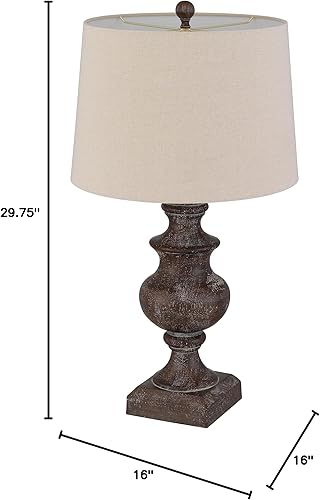 Miniatura 6 de Lámpara de mesa Hertford de resina de 100 W con pantalla de tela de tapa dura de tambor cónico. Precio y venta por pares