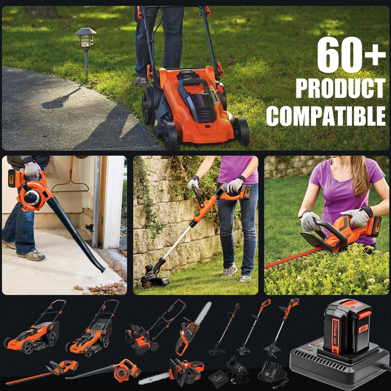 Batería de repuesto para batería Black and Decker de 40 V LBX2040 LBXR36 LBXR2036 LST540 LCS1240 LBX1540 LST136W de repuesto para baterías de litio Black&Decker de 40 voltios MAX de 3,5 Ah