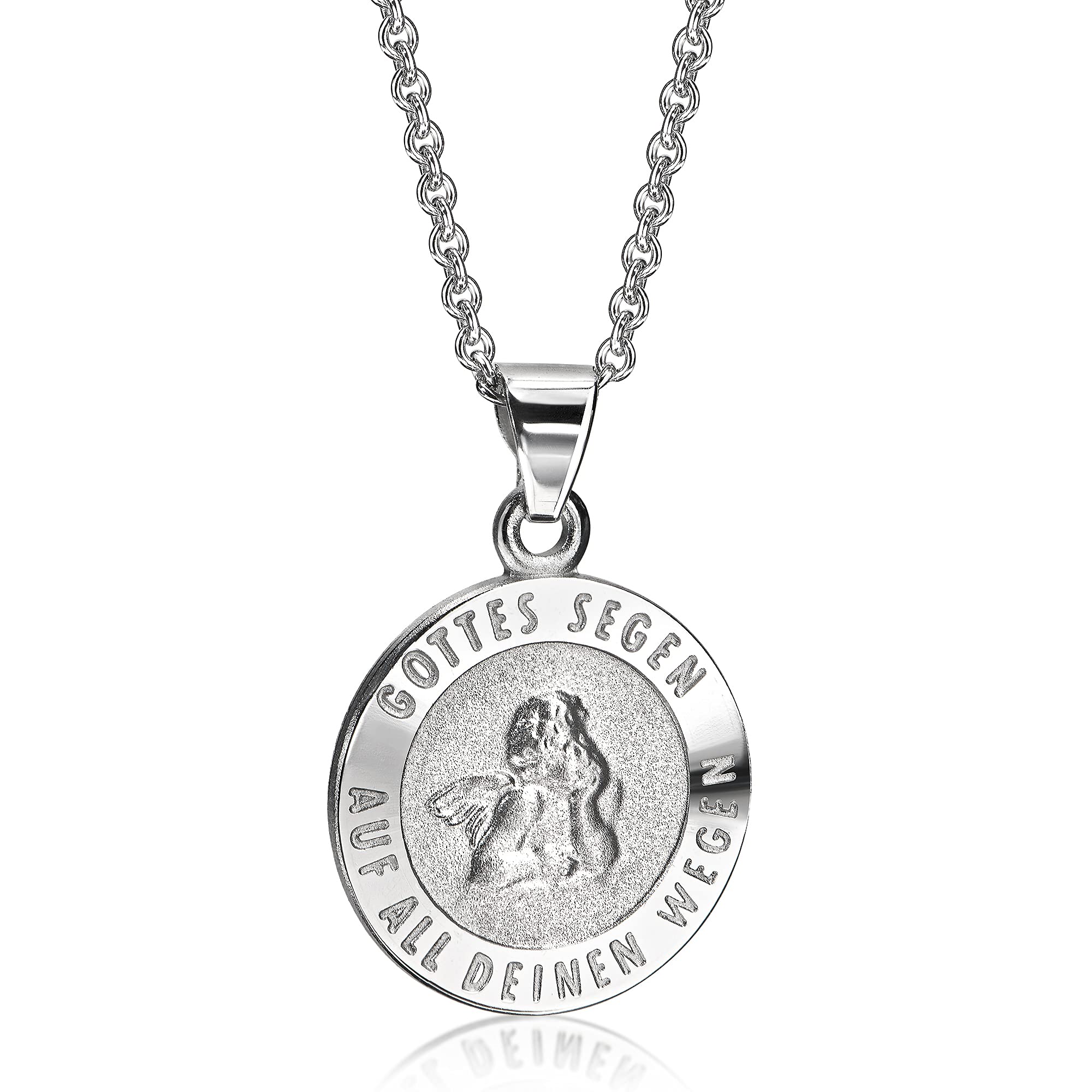 Taufkette Schutzengel Gottes Segen auf all Deinen Wegen Rückseite: Zur Heiligen Taufe inkl. Kette 36/38 cm 925er Sterlingsilber rhodiniert AMZ0491