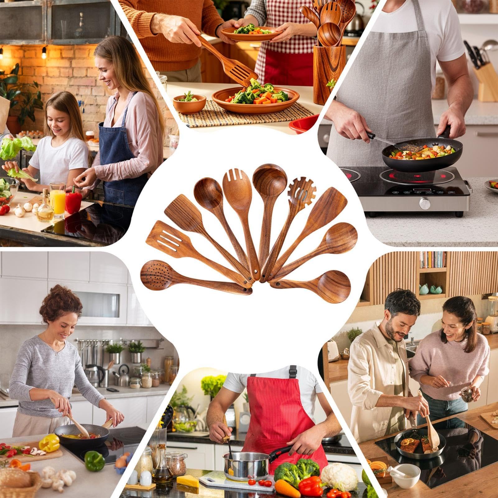 Utensili Da Cucina In Legno, Cucchiai, Spatole, Mestoli E Fruste