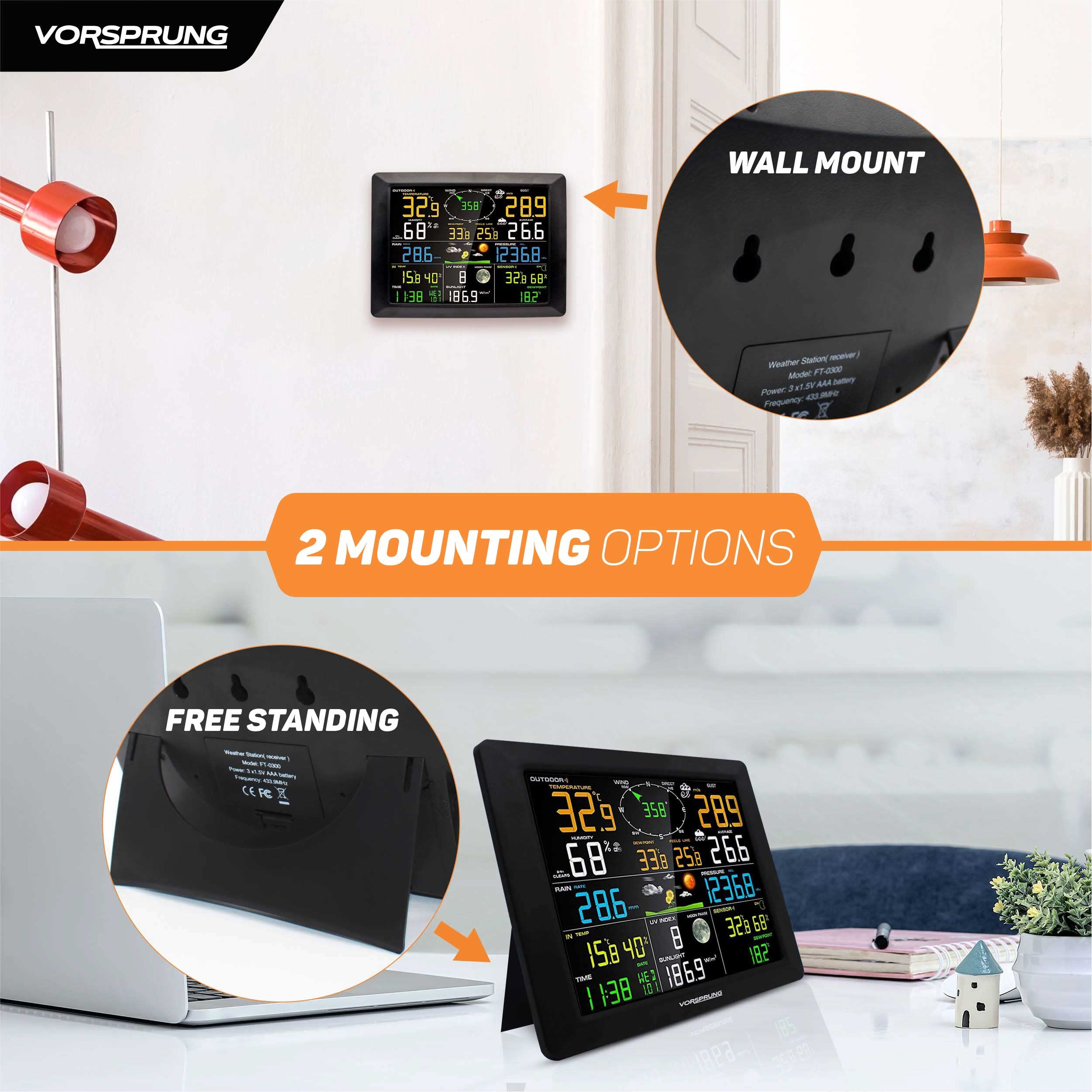 VORSPRUNG® The ONLY 7 in 1 SMART WIFI Weather Station with 2X Outdoor