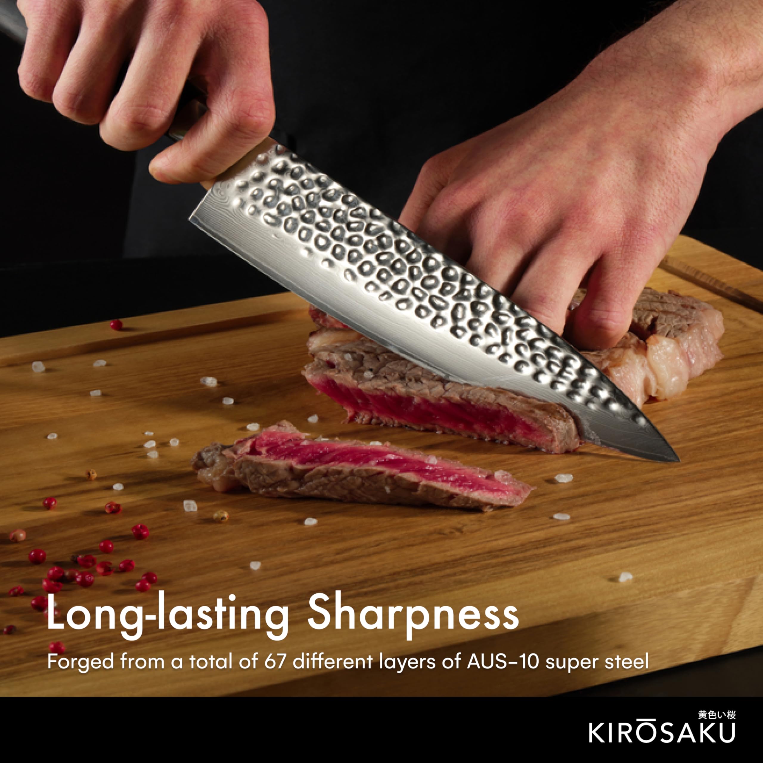 Japanisches Messer - 20cm Santoku Damast Küchenmesser aus 67 Schichten Damaststahl - Scharfes Profi Küchenmesser mit Ergonomischem Pakkaholz Griff - Kochmesser für Hobby- und Profiköche