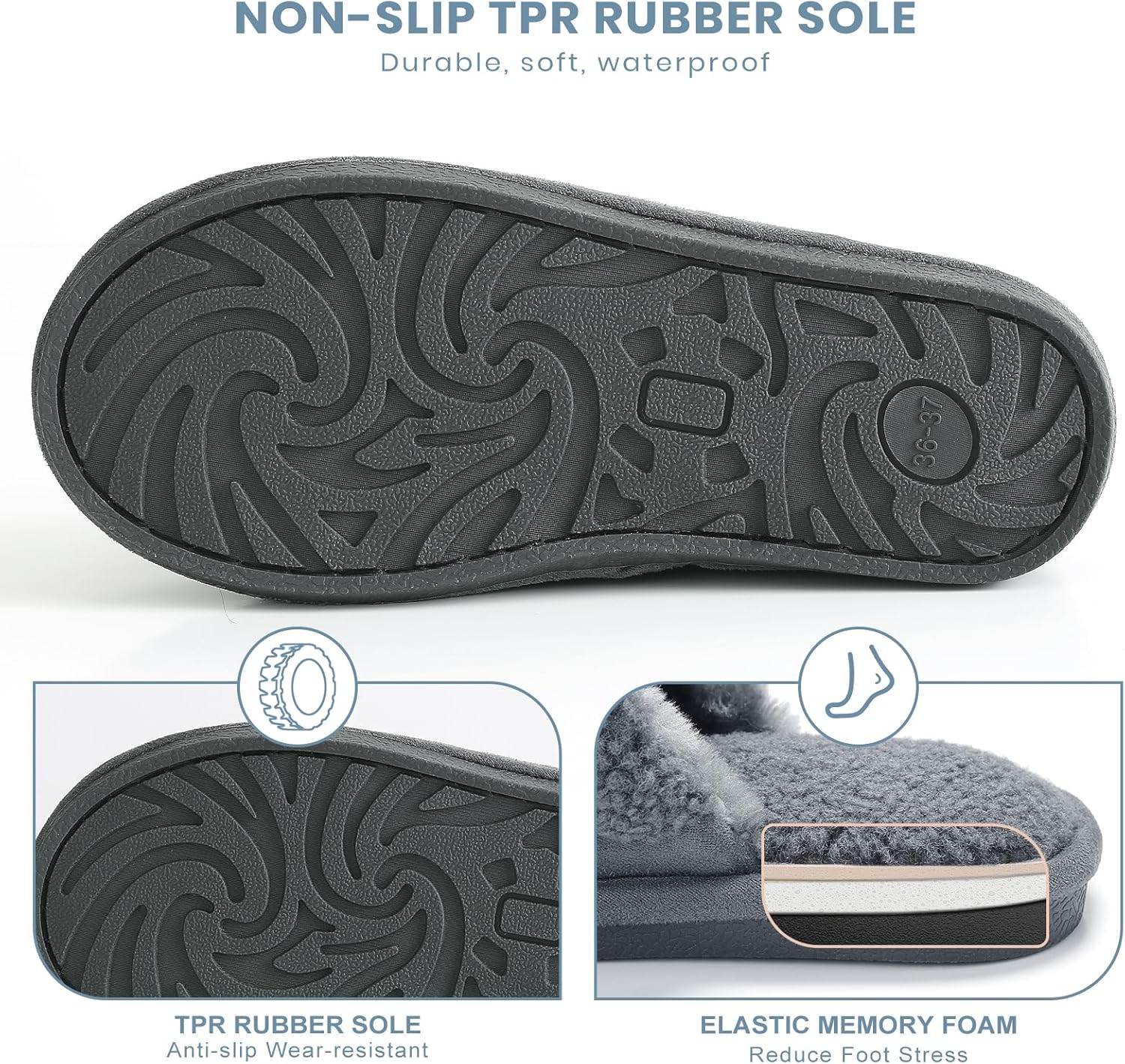 Parlovable Women's Memory Foam House Slippers - Polar Fleece Lining Non-Slip Indoor Shoes - Image 5