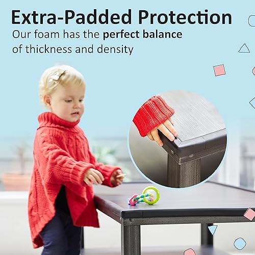 Miniatura 5 de Bebe Earth - Juego de protectores de bordes y esquinas a prueba de bebés 20 pies de bordes y 8 esquinas de espuma para muebles y mesas cojines para