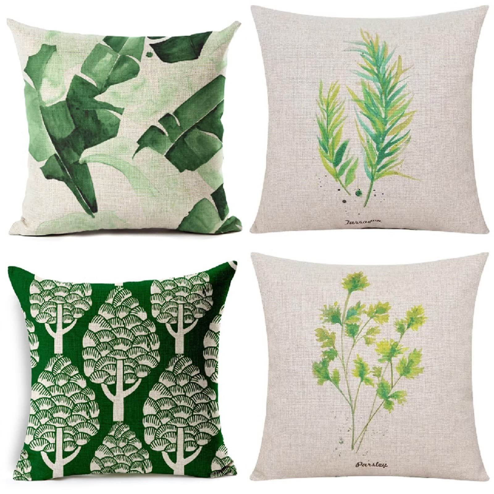 Cojines 50x50cm Verde jardín Cojines Decorativos para Sofa Moderna Decorativa Cojín Juego de 4 para Decoración Hogar Soft Almohadas cuadradas Funda de Cojín D-2222
