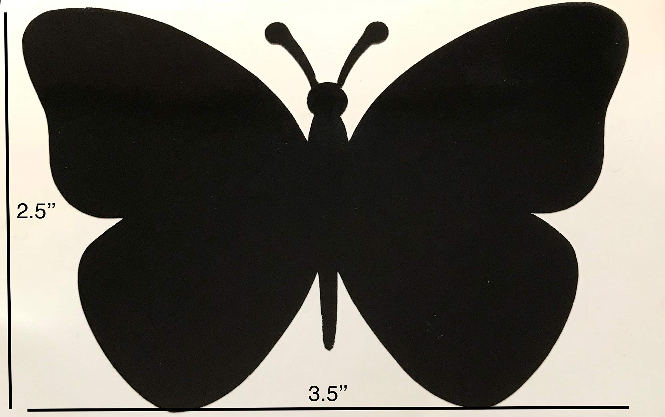 Retractable Screen Door Decals - 5 per Package - Keep Children Safe - Alert Birds, Dogs, Kids - Warn, Protect, Window Safety - Butterfly (Black) 3.5" x 2.5" Black Screen Door Decals