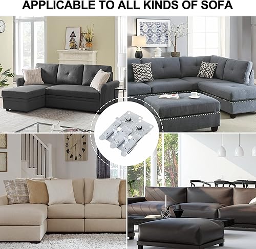 Miniatura 8 de DEEPDREAM Paquete de 4 conectores seccionales de sofá de metal, conectores de sofá, conectores de muebles entrelazados con 40 tornillos