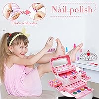 Vista 12 de Kit de maquillaje para niños – Juguetes de maquillaje lavables no tóxicos, juego de maquillaje para niñas pequeñas, juguete para niños pequeños