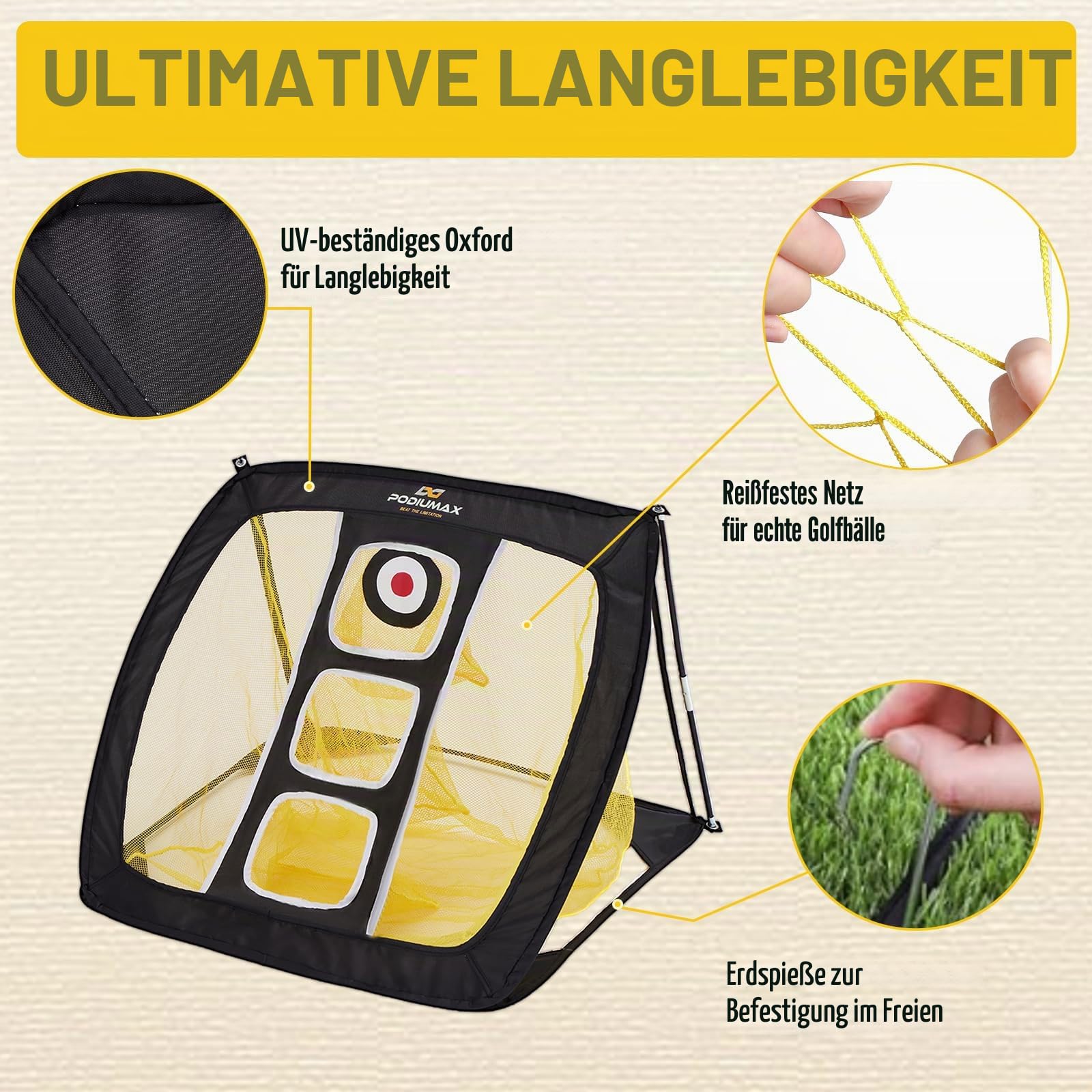 PodiuMax Golf Chip Netz, Putting-Schwung-Training, Verbessert die Genauigkeit, Geeignet für Innenräume, Innenhöfe, Rasenflächen Golfbegeisterte Männer & Frauen