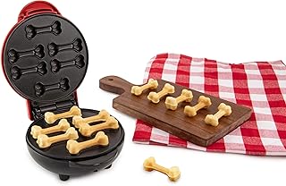 Nostalgia MyMini Dog Treats Maker for Homemade Puppy Treats, 6 Nonstick Bone Shaped Molds on Dual Sided Cooking Surface, Recipes Included