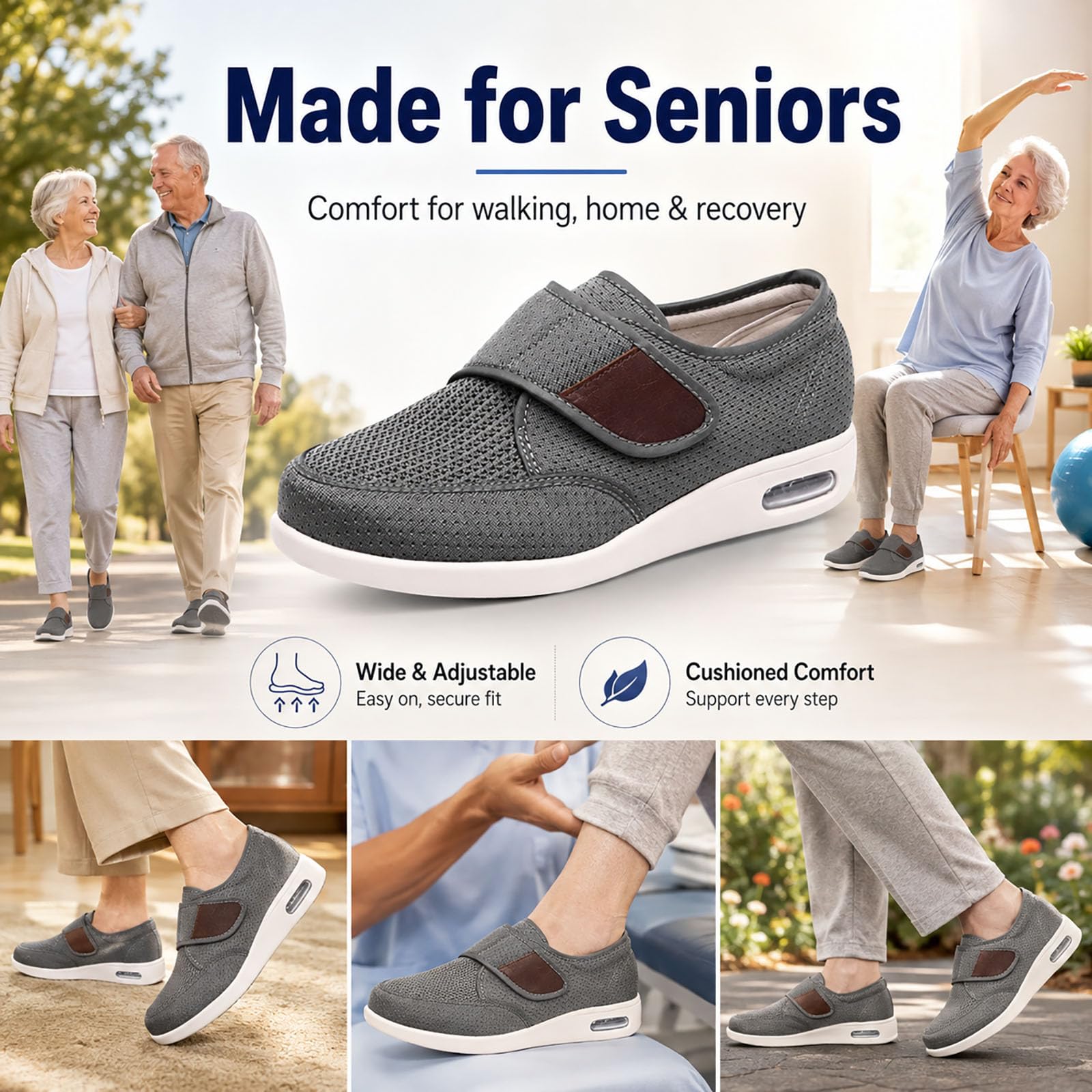 Generisch Men's High Instep Shoes for Swollen Feet Men Women