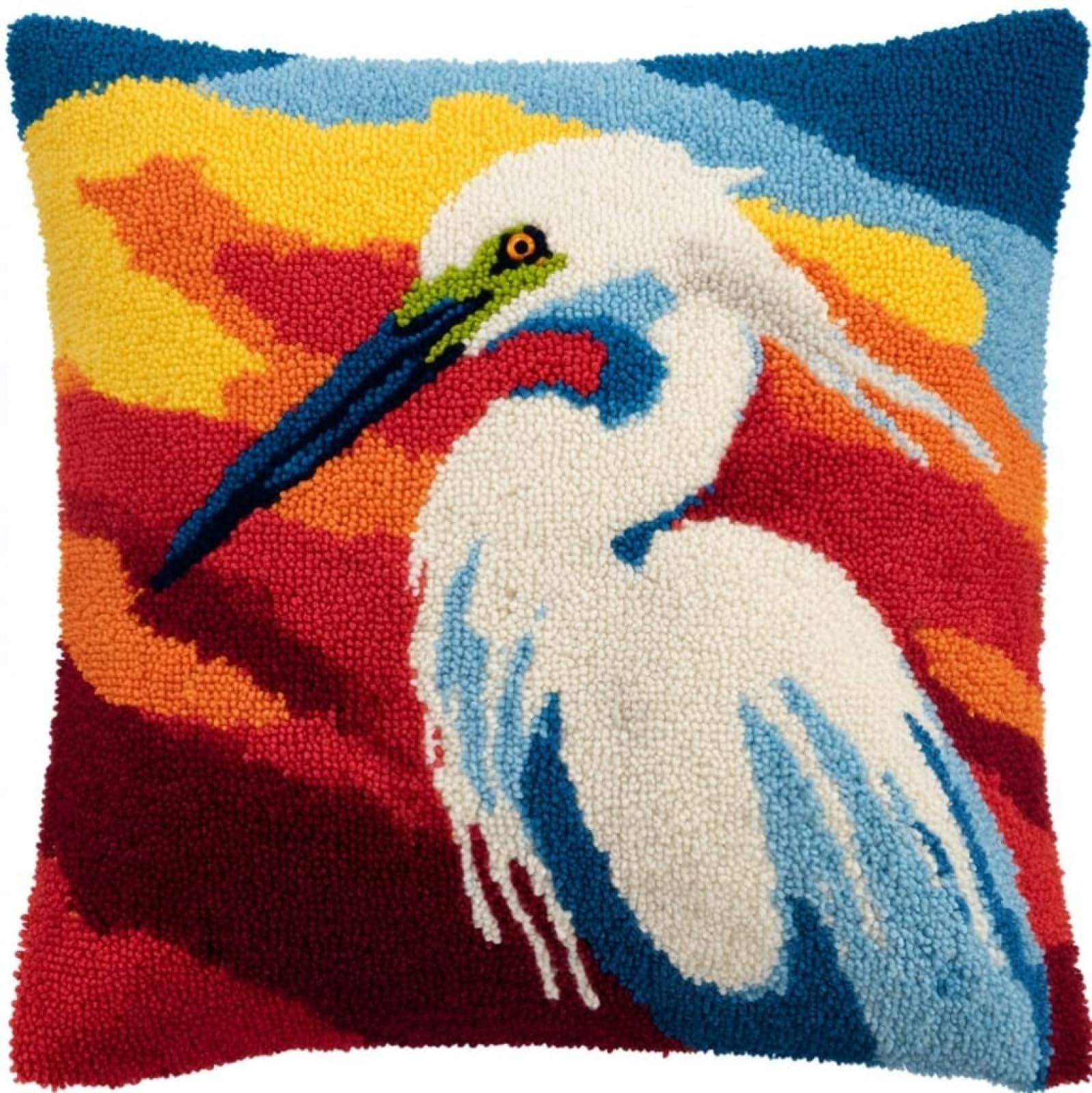 WallustrioaW Latch Hook Cushion Kit 43x43cm,Egrets