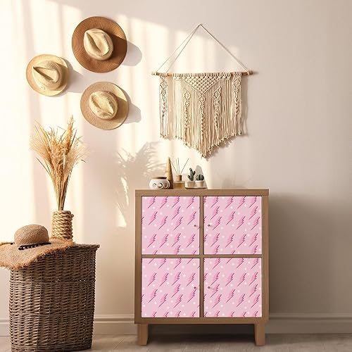 Miniatura 3 de Kosiz Preppy - Papel tapiz de despegar y pegar, papel tapiz extraíble rosa intenso, papel de dormitorio con relámpagos de color rosa, fondo de