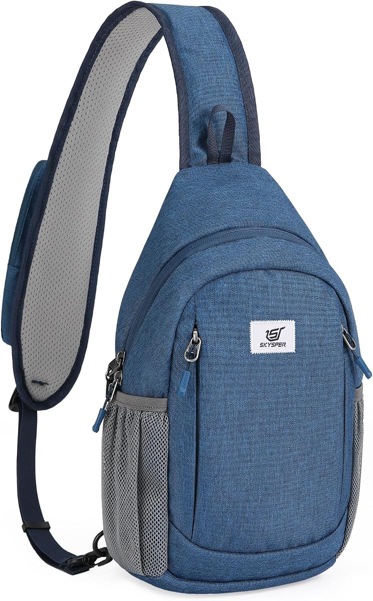 Bolso bandolera RFID Bolso cruzado antirrobo Mochila cruzada Mochila de viaje para hombro (Azul)