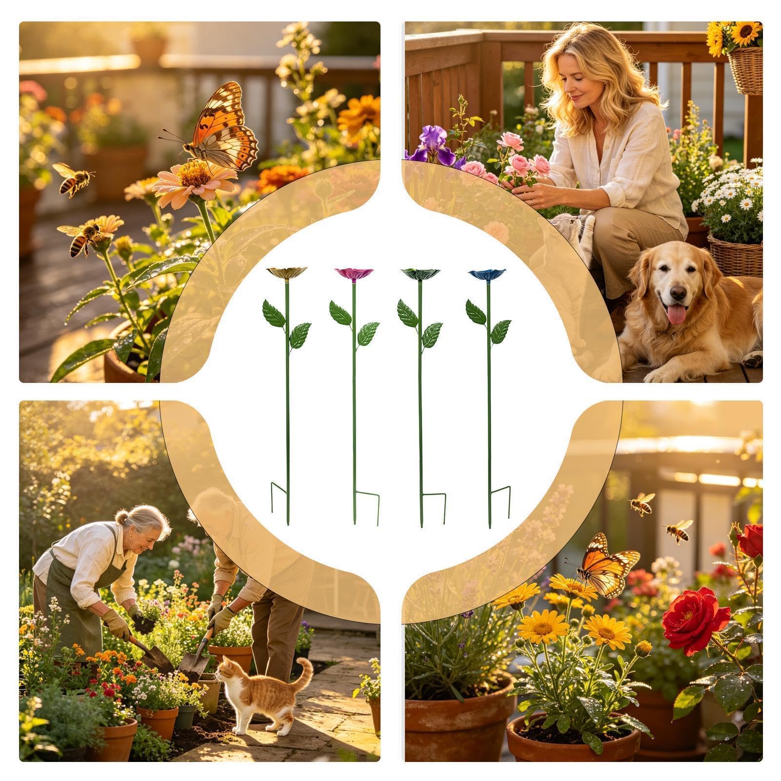 Abbeveratoio per impollinatore, 4 pezzi, decorazione da giardino, in plastica, ideale per api e farfalle in giardino