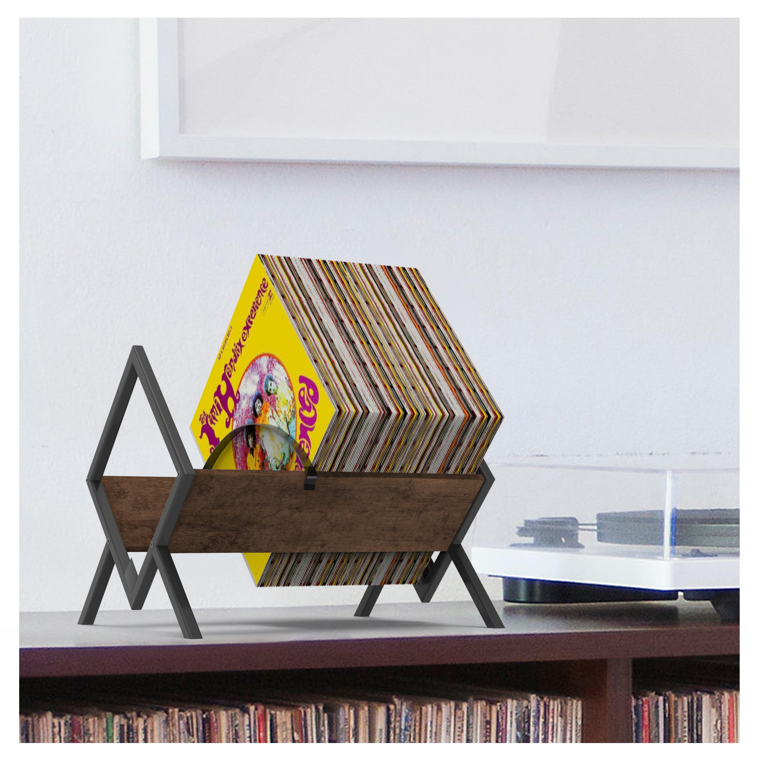 Contenitore per dischi in vinile, per 80-100 dischi in vinile, minimalista e retrò, organizer per dischi in vinile, CD, riviste, libri, documenti