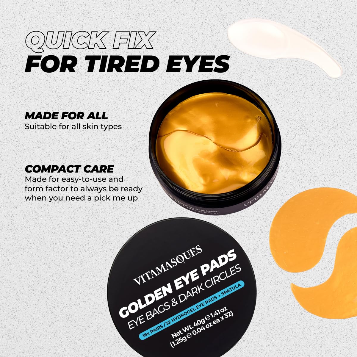 Almohadillas de hidrogel dorado para ojos hinchados y ojeras – Refresca en 15 minutos – Formulado en Corea – 32 pares/64 almohadillas de hidrogel para los ojos 6