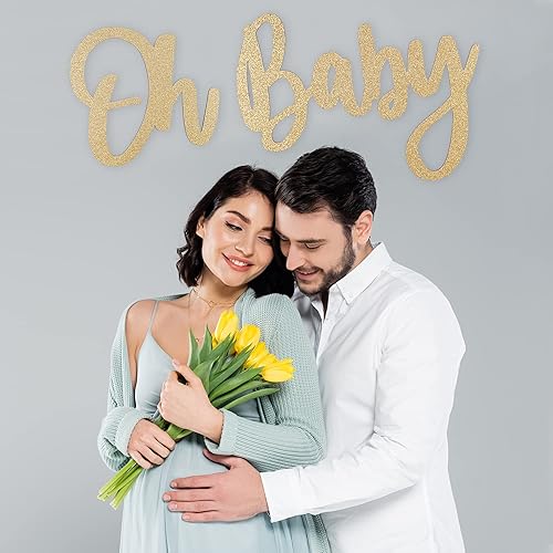 Miniatura 5 de Letrero de OH BABY (maderadorado) para fiesta de baby shower, decoración de revelación de género para niño y niña, anuncios de bebé, fiesta de