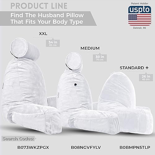 Miniatura 7 de Husband Pillow Funda de fibra de microfelpa de cubierta blanca estándar, diseño de tela suave y fácil de lavar, generosos bolsillos traseros y