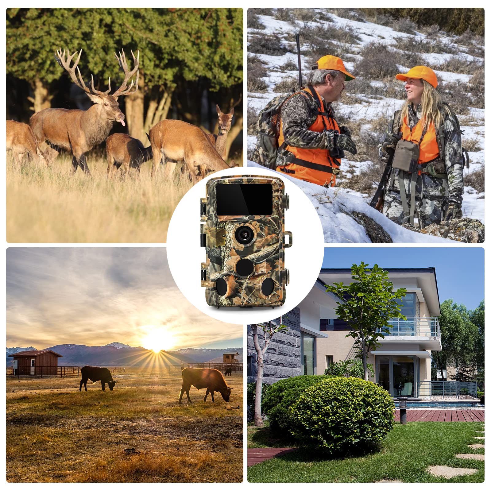 JOH Wildkamera 32MP 1520P 2,7K mit Bewegungsmelder Nachtsicht 0,2s Auslöser IPX5 wasserdichte Wildtierkamera