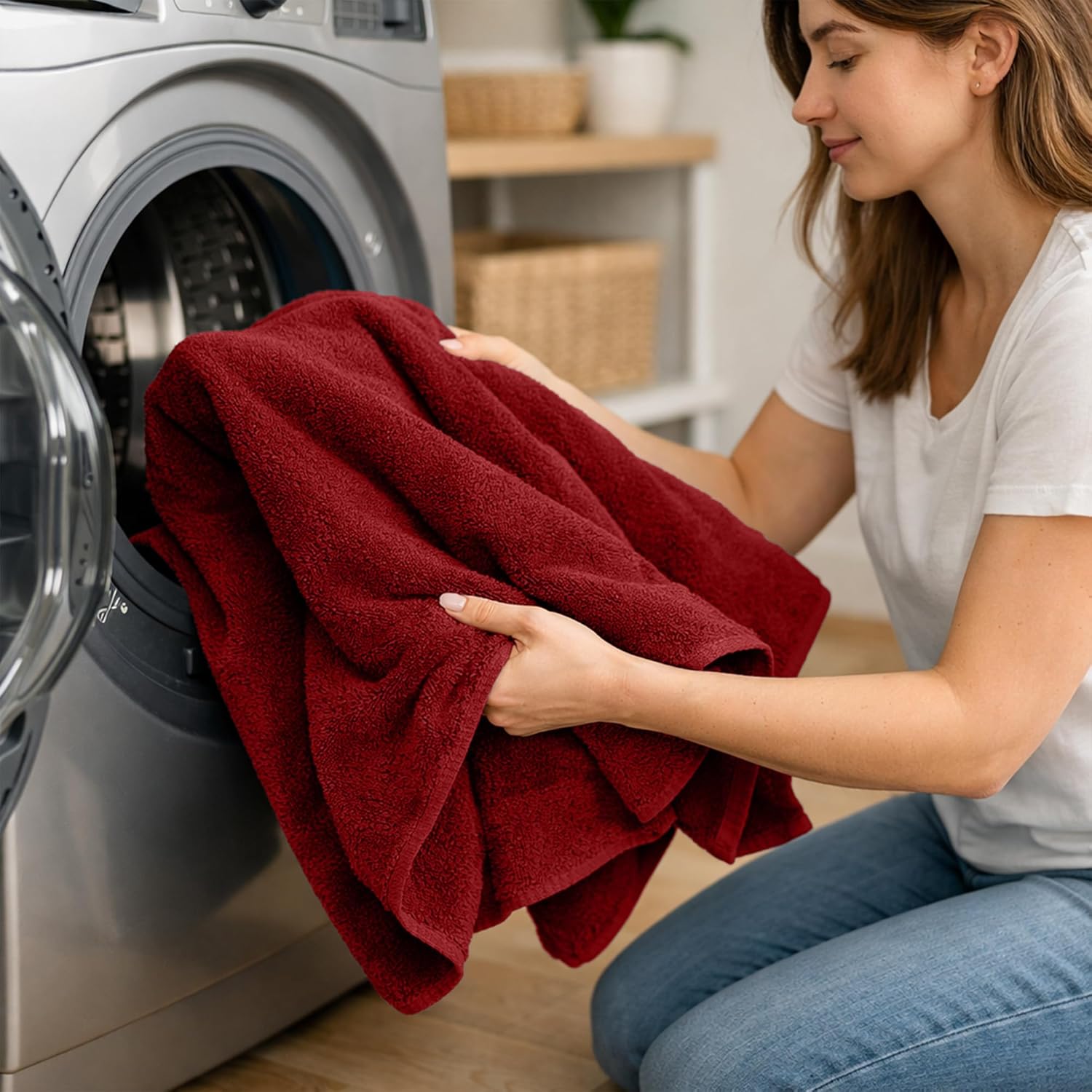 RIVERSIDE Pack of 2 Extra Large Bath Sheets 35 x 70 Inches - 100% Ring Spun Cotton Hotel Quality Oversized Bath Towels - Super Soft, Highly Absorbent & Quicker to Dry - Red