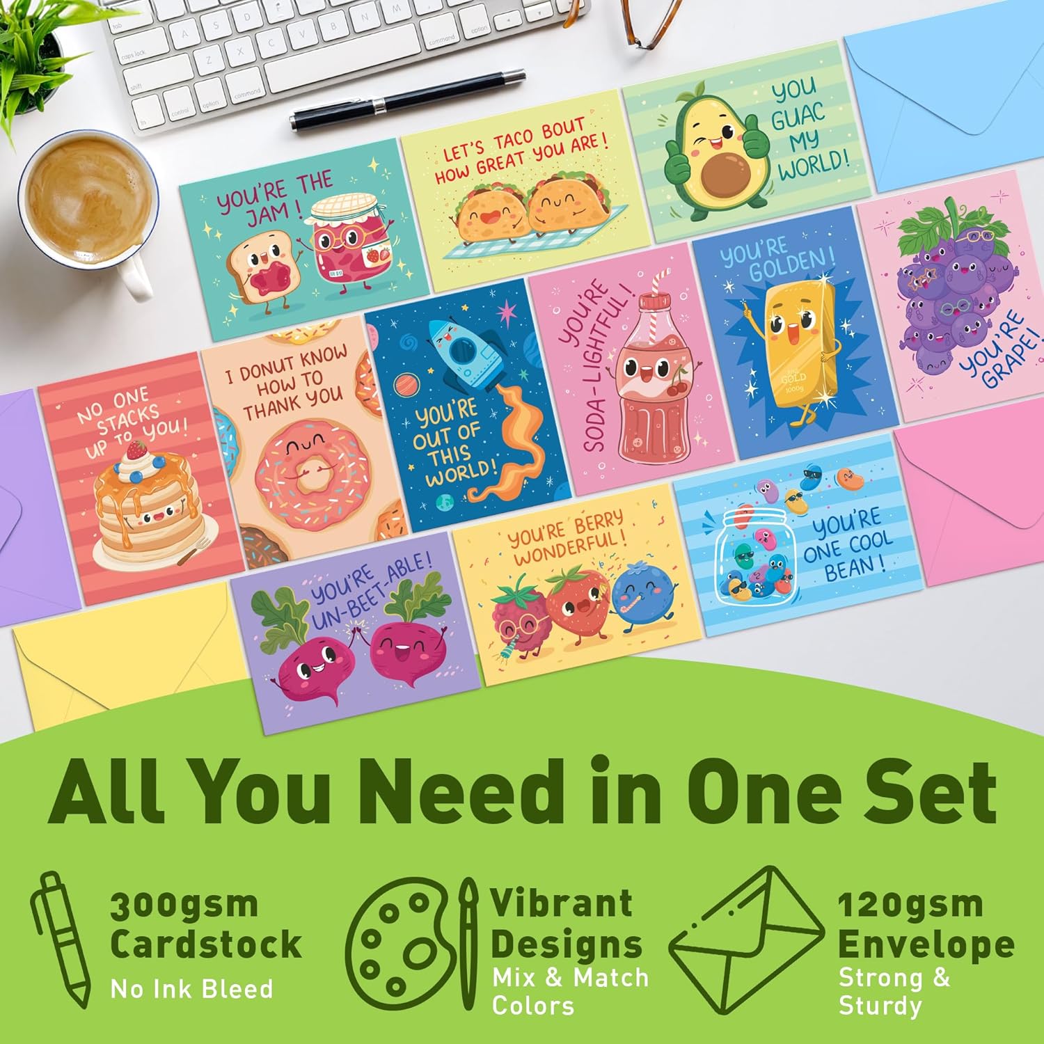 S&O Assorted Funny Thank You Cards with Envelopes - Cute Thank You Cards for Teachers, Office Coworker, Employee & Staff Appreciation - Appreciation Card for Kids, Students & Friends, 4x5.5” - Image 4