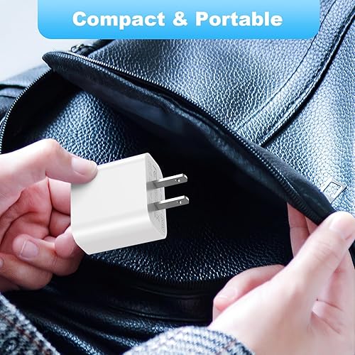 Miniatura 8 de Cargador rápido USB C de 20 W, paquete de 3 bloques de cargador de pared tipo C con cable Lightning tipo C de 6 pies de largo, compatible con iPhone