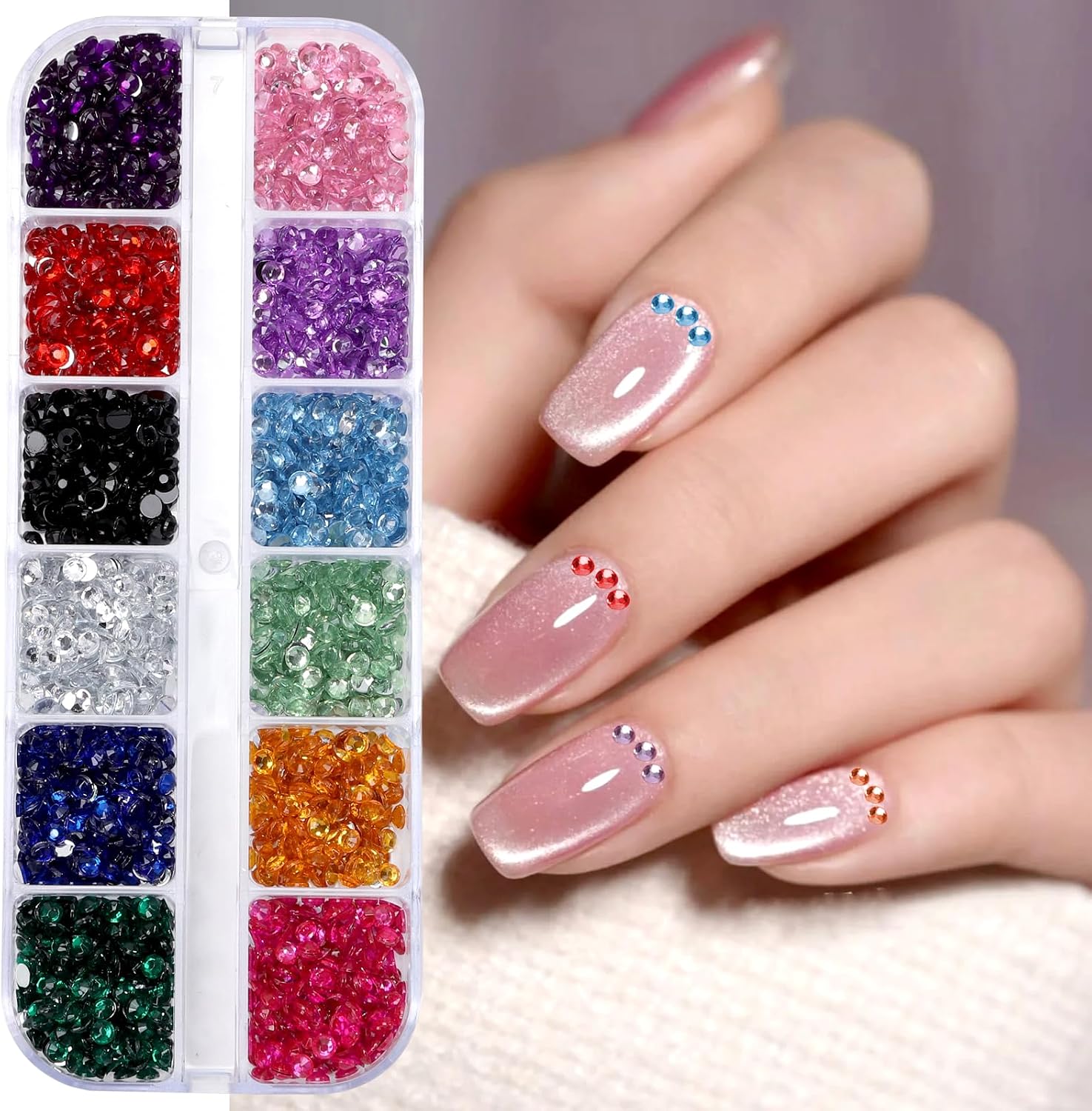 3500Pcs 3mm 12 Versatile Colors Rhinestone Set for Nail Art image 4
