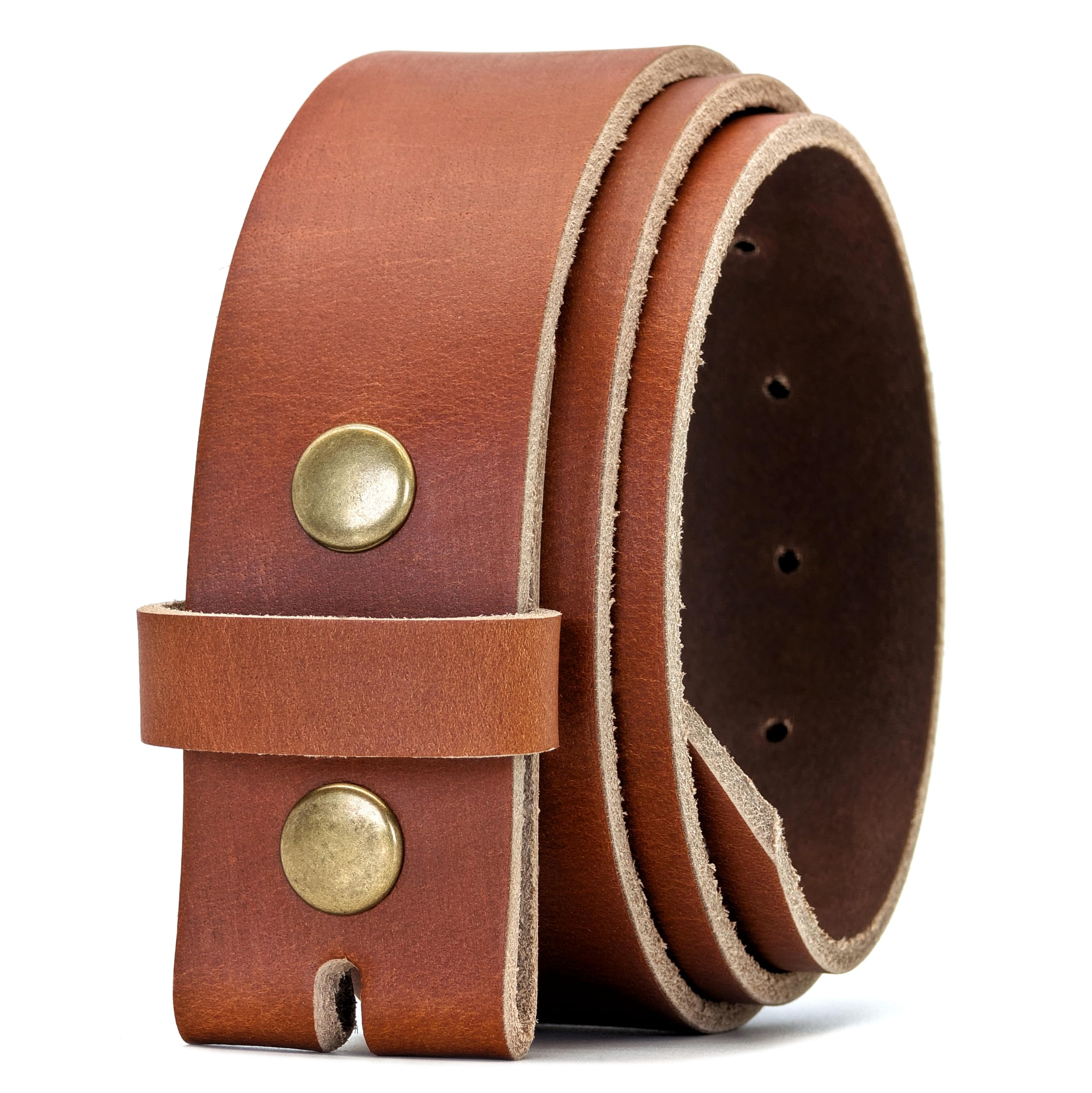 Ashford Ridge Men's Tan 40Mm Full Grain Hide Leather Snap On Belt - Made In England (5Xl (56" - 60" Waist), )