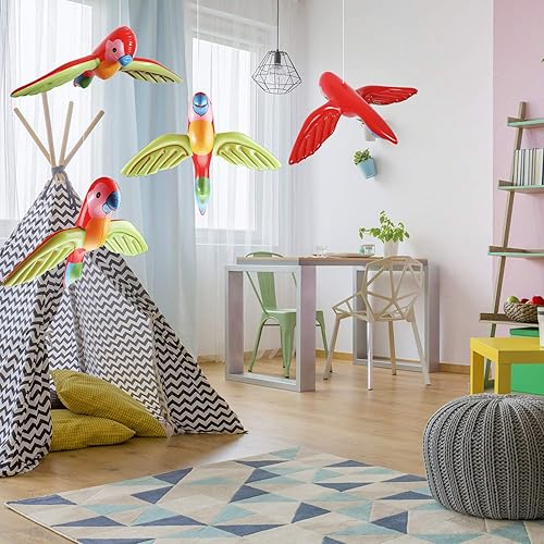 Miniatura 5 de meekoo 4 piezas inflables de loro volador para verano, tropical, hawaiano, fiesta, regalo, playa, Luau, decoración de piscina, 29.5 x 23.6 pulgadas