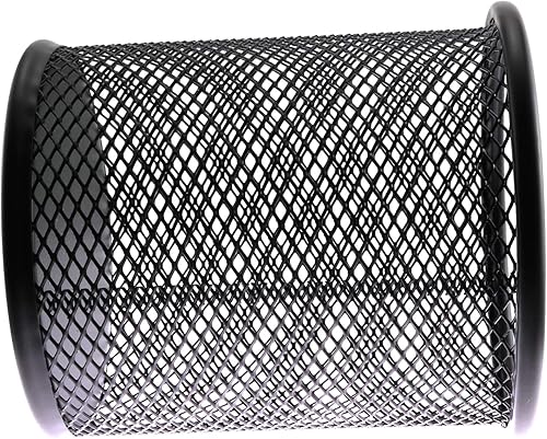 Miniatura 6 de RuiLing Paquete de 1 soporte de malla para bolígrafo, contenedor de lápices de forma redonda, organizador de almacenamiento de escritorio de metal